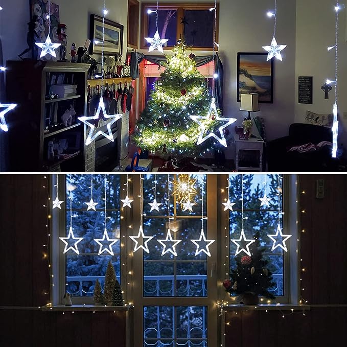 Perfect Holiday 138 LED Star Curtain Light - White SpadezStore