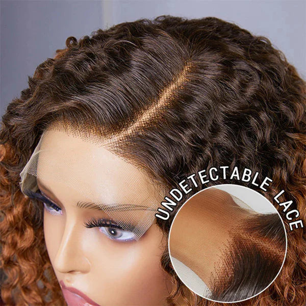 Trendy Mix Brown Short Cut Curly HD Lace Glueless Side Part Wig