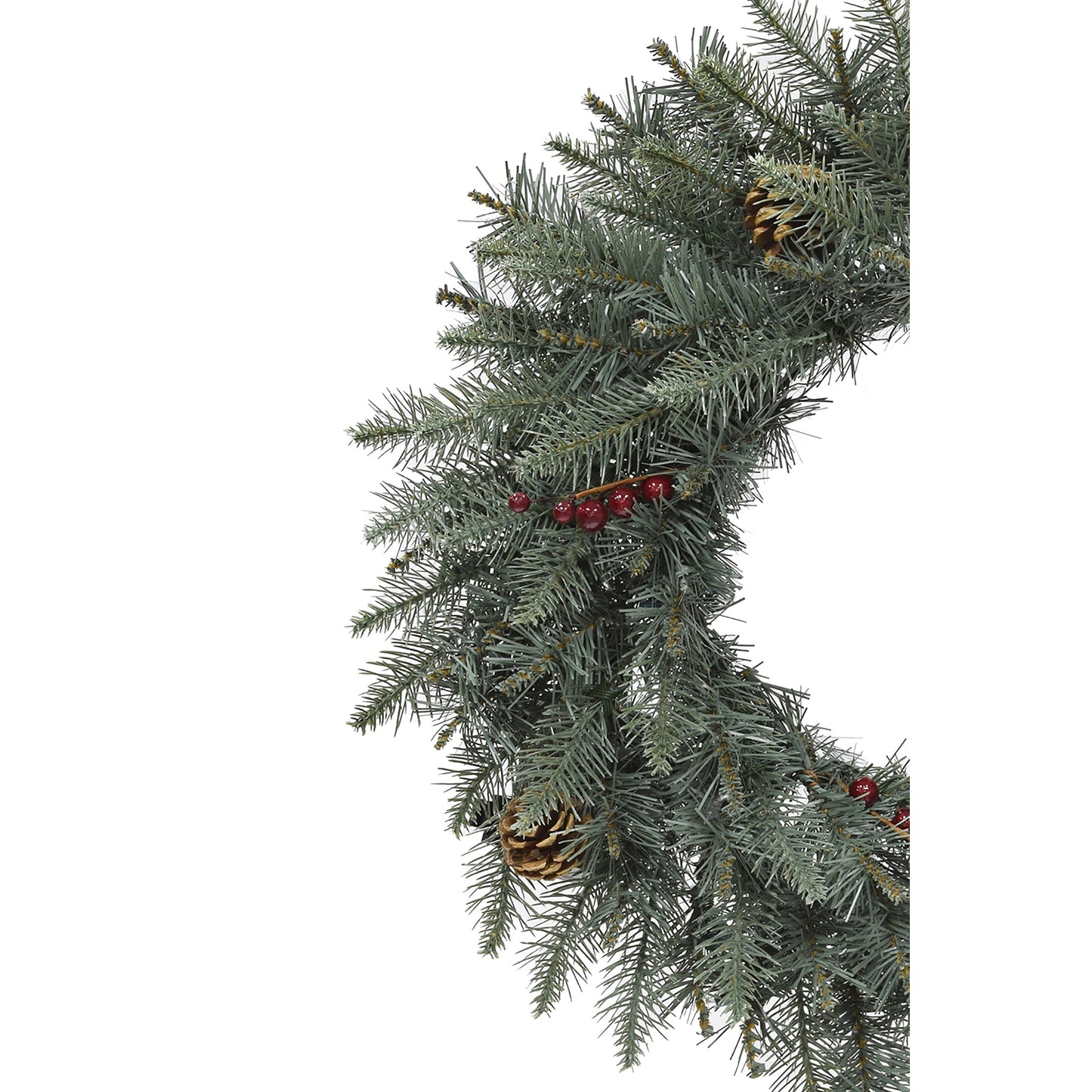 Perfect Holiday 24" Carolina Spruce Wreath with Pine Cones & Red Berry Clusters SpadezStore