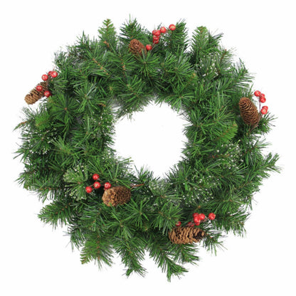 Perfect Holiday 24 inch Wreath w/ Berries & Pine Cones SpadezStore