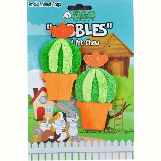 AE Cage Company Nibbles Barrel Cactus Loofah Chew Toy with Wood SpadezStore