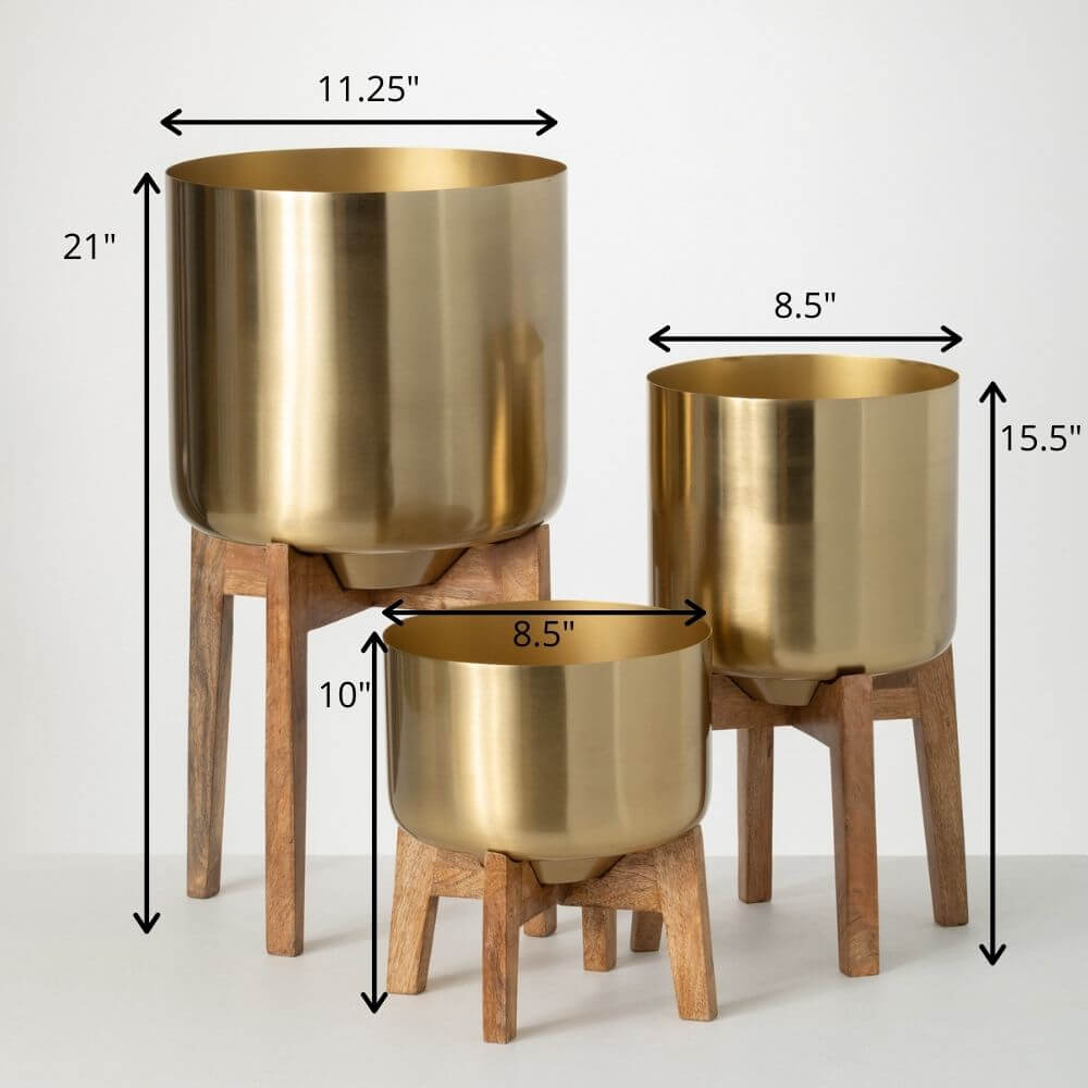 Sullivans Brass Planter Trio On Stands SpadezStore