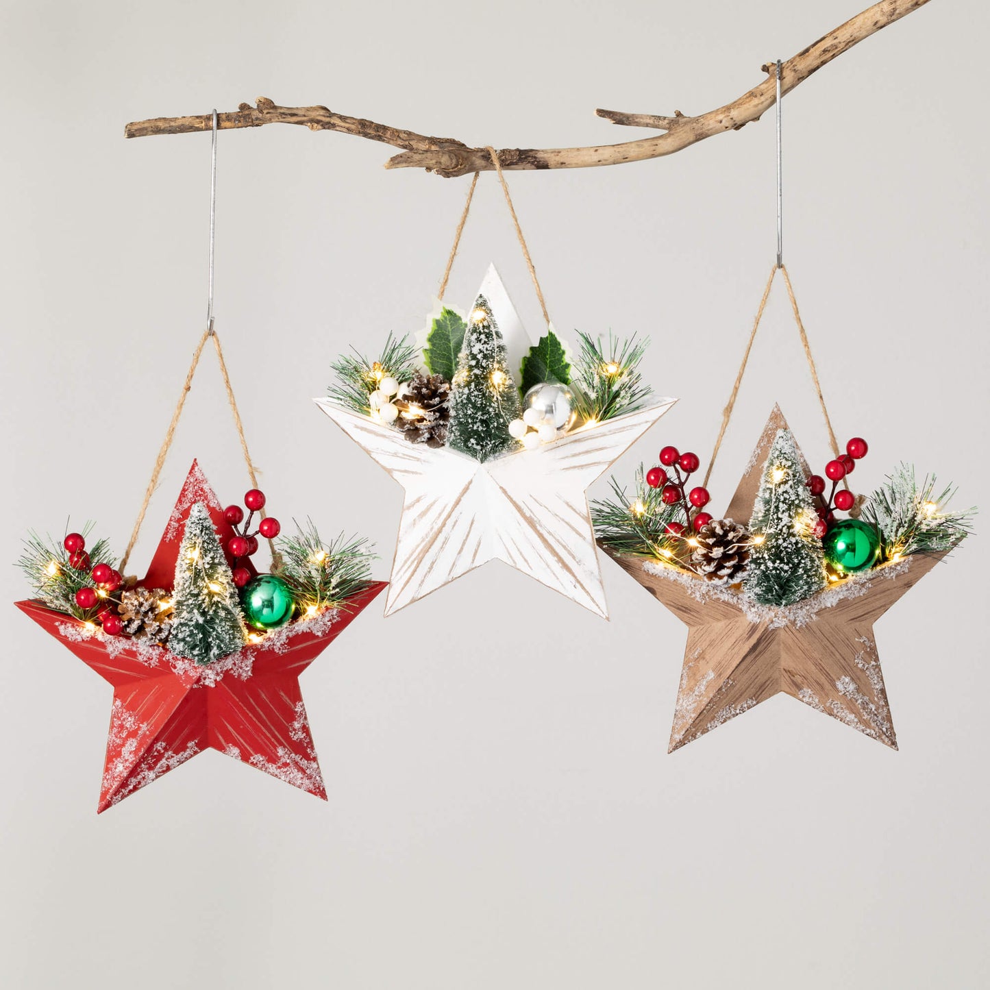 Sullivans Lighted Pine Star Ornaments 3 SpadezStore