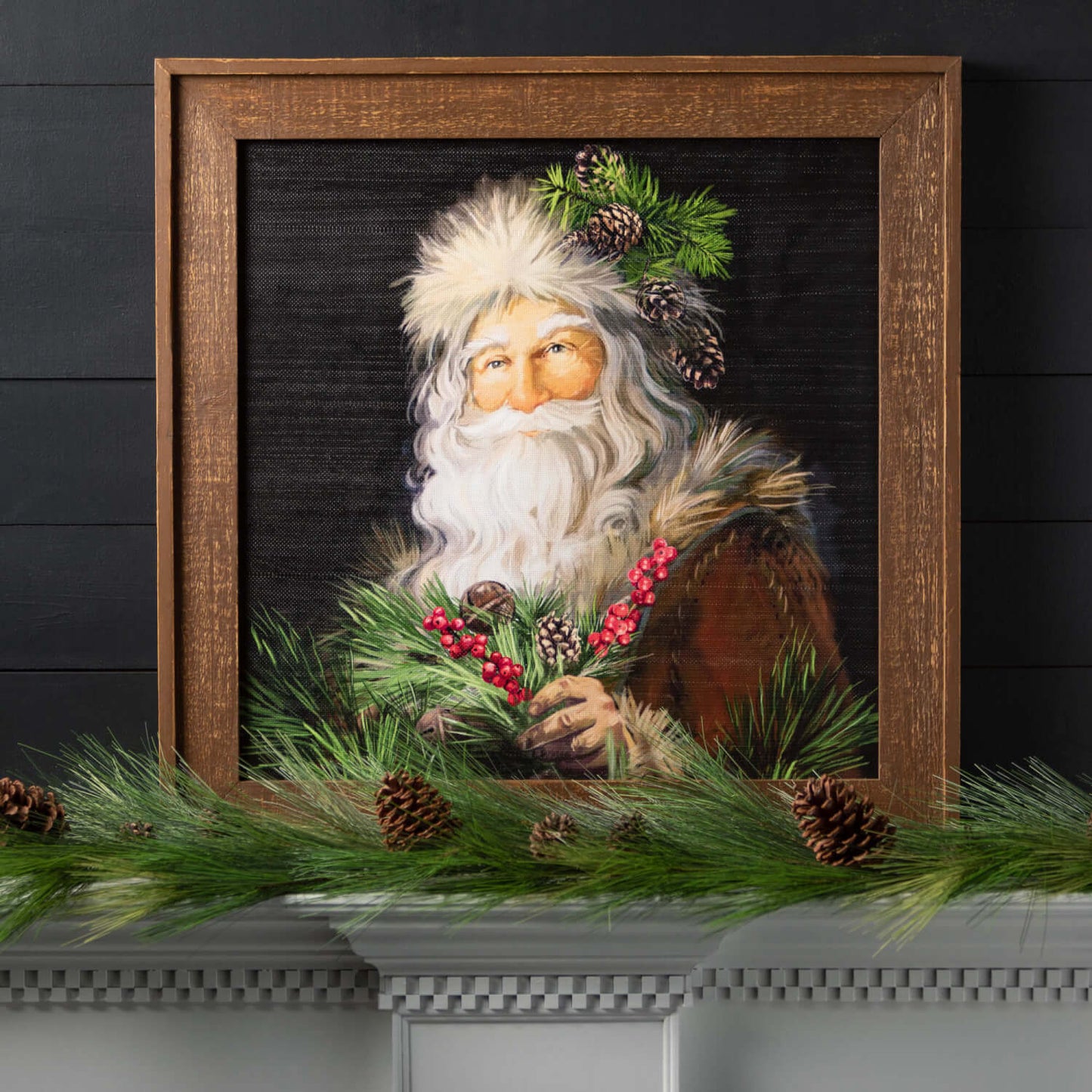 Sullivans Framed Pine Santa Wall Decor SpadezStore