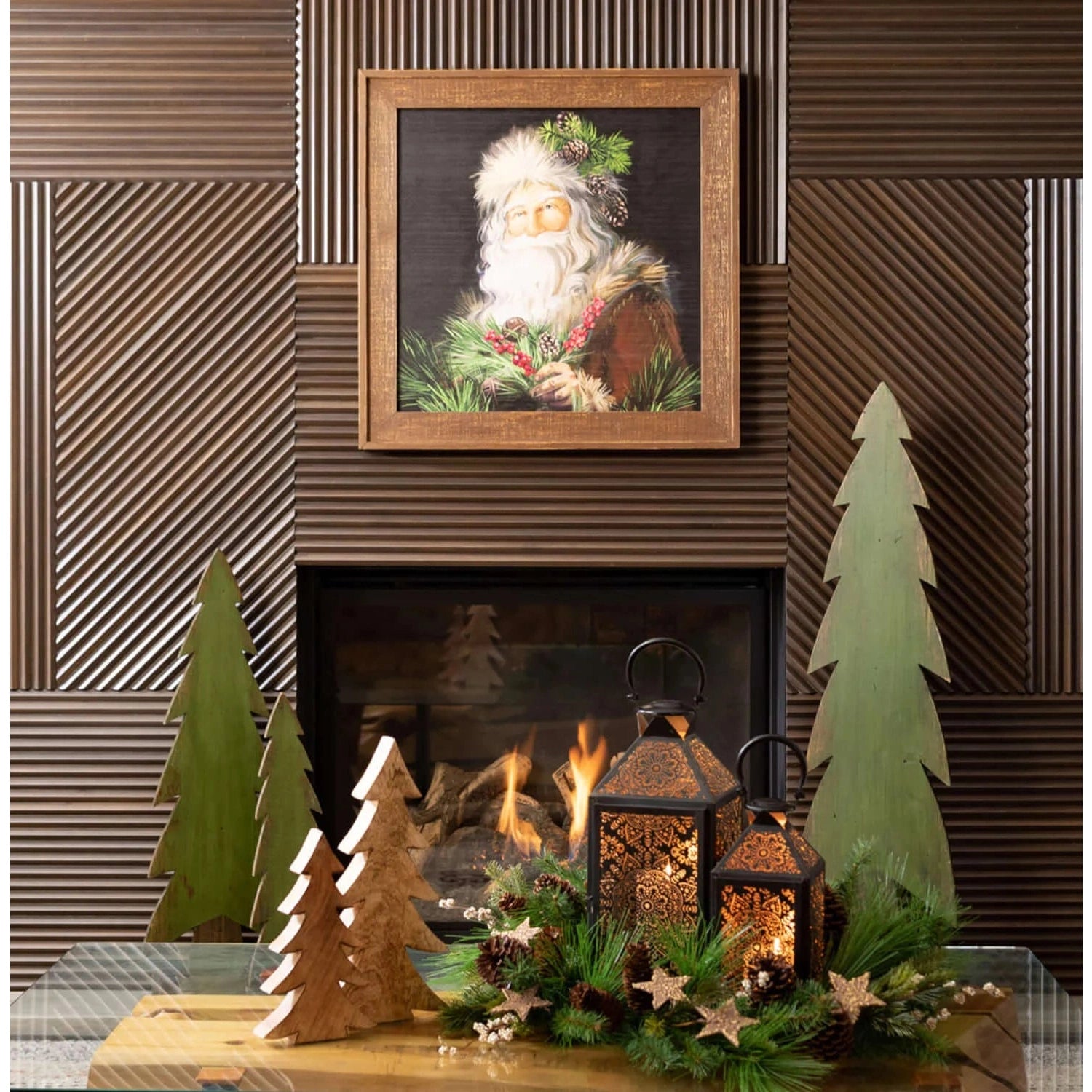 Sullivans Framed Pine Santa Wall Decor SpadezStore