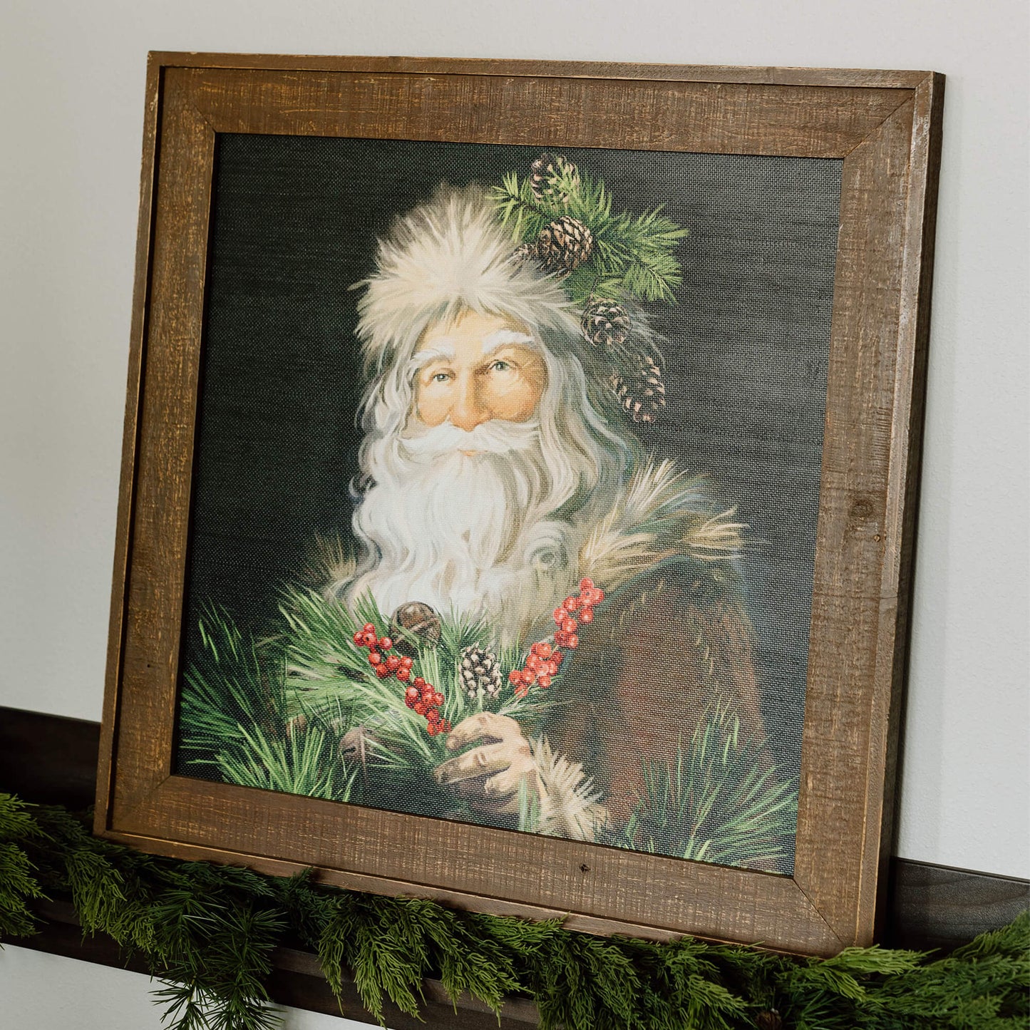 Sullivans Framed Pine Santa Wall Decor SpadezStore