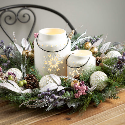 Sullivans White Snowflake Lantern Set 2