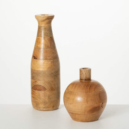 Sullivans Natural Wood Vase Set Of 2 SpadezStore