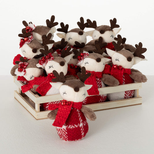 Sullivans Plaid Reindeer Crate Ornaments SpadezStore