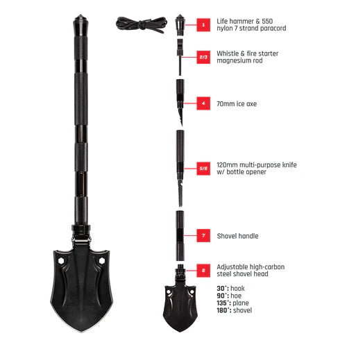 Fox Outdoor 8-In-1 Survival Shovel Kit SpadezStore