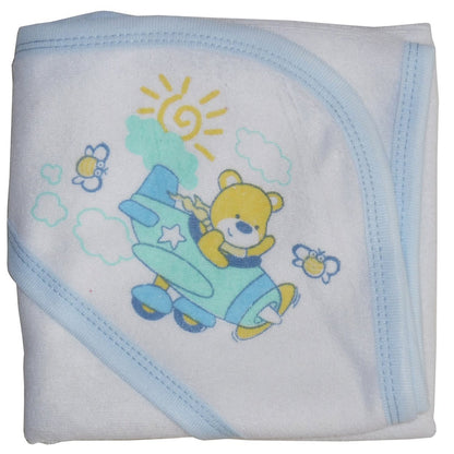 Bambini Hooded Towel with Blue Binding and Screen Prints SpadezStore